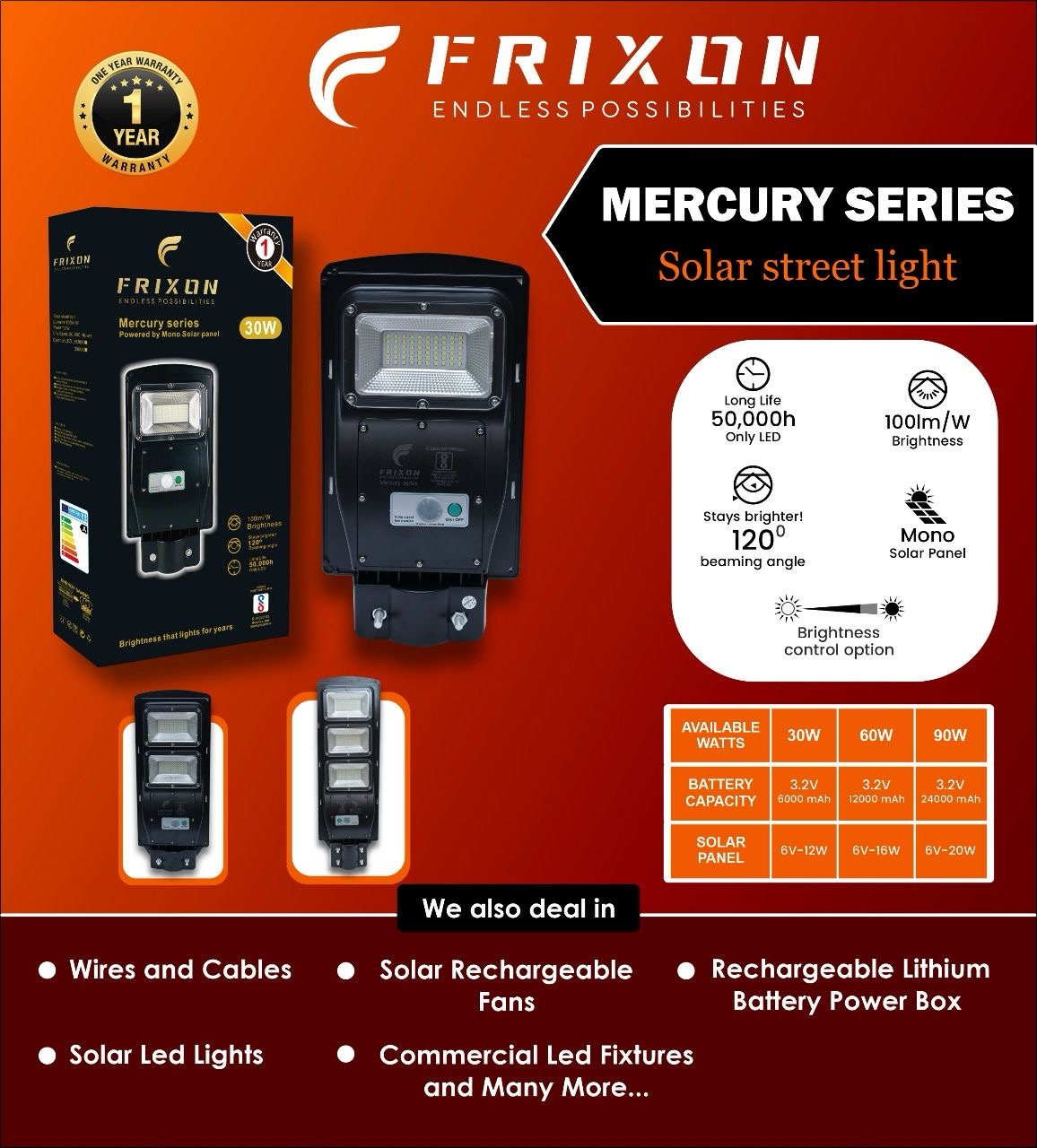 Frixon Mercury Series Solar Street Light – 90W