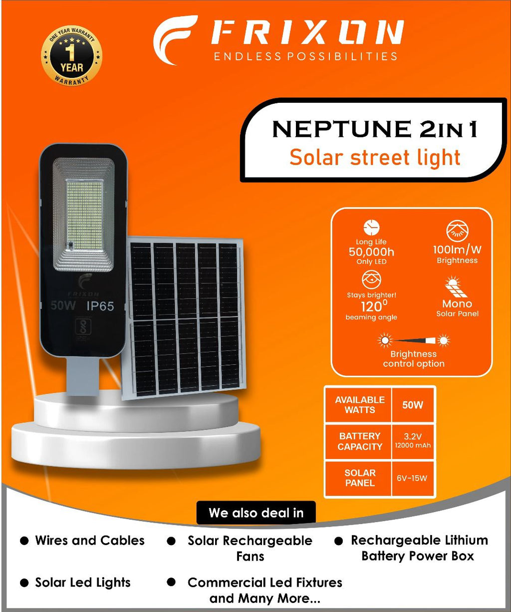 Frixon Neptune Series Ultra Bright Solar Street Light – 50W